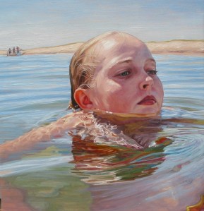 artstormer, laura sanders, art, painting, swimming paintings, realism